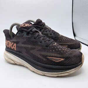 Hoka One One Clifton 9 Womens Size 8 B Black Athletic Shoes Running Walking